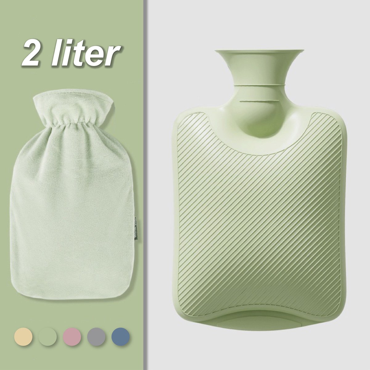 Goedkoopste Colorful Sun® Kruik met Hoes 2L – Warm & Koud Gebruik – Pluche Warmwaterkruik – Nek-, Rug- & Buikverwarmer – Ideaal bij Spierpijn, Buikpijn & Koeling – Voor in Bed & Overdag – Perfect Cadeau – Groen