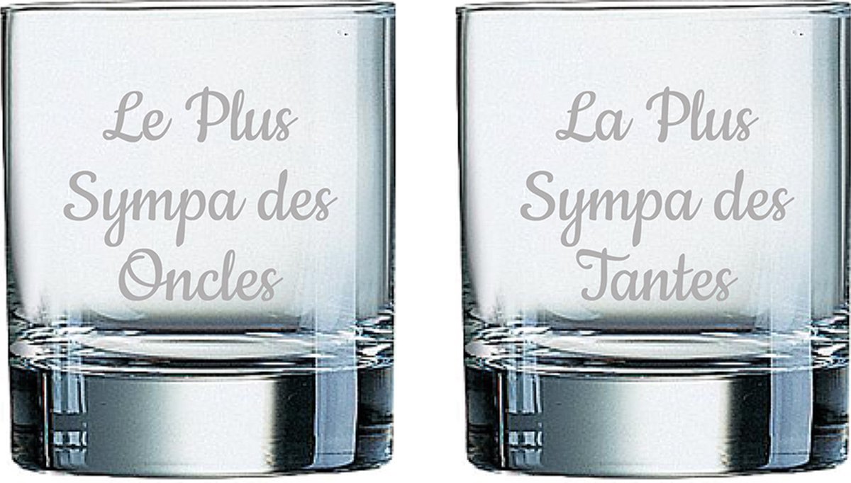 Whiskeyglas gegraveerd - 20cl - Le Plus Sympa des Oncles & La Plus Sympa des Tantes