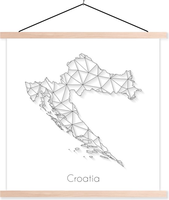 Carte de la Croatie faite de lignes en noir et blanc 60x60 cm