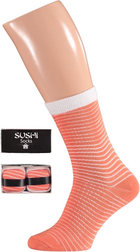 Apollo - Sushi sokken giftbox - Oranje - Maat 36/41 - Geschenkdoos - Cadeaudoos - Giftbox vrouwen - Geschenkdoos Karton - Giftbox sokken Vrouwen - Sushi sokken - Sushi sokken Vrouwen