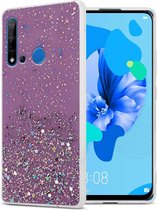 Cadorabo Hoesje geschikt voor Huawei NOVA 5i / P20 LITE 2019 in Paars met Glitter - Beschermhoes van flexibel TPU silicone met fonkelende glitters Case Cover Etui