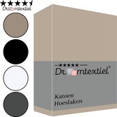Droomtextiel Luxe Hoeslaken Glad Katoen Zand Eenpersoons 90x200 cm - Hoogwaardige Kwaliteit - 100% Katoen