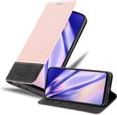 Cadorabo Hoesje geschikt voor Samsung Galaxy A10e / A20e in ROSE GOUD ZWART - Beschermhoes met magnetische sluiting, standfunctie en kaartvakje Book Case Cover Etui
