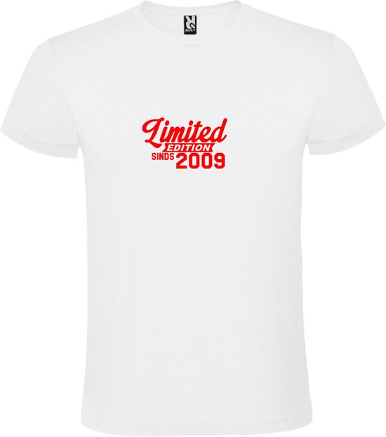 Wit T-Shirt met “Limited sinds 2009 “ Afbeelding Rood Size XXXXXL