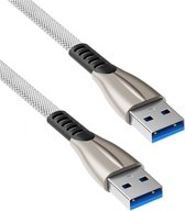 USB 3.0 kabel - SuperSpeed - Gevlochten mantel - Wit - 1 meter