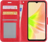 Hoes Geschikt voor OPPO A17 Hoesje Book Case Hoes Flip Cover Wallet Bookcase - Rood