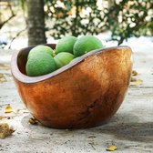 Teak Houten Fruit - Sla Schaal - Kom ‘ADAGIO’ koperblad Ø 15CM