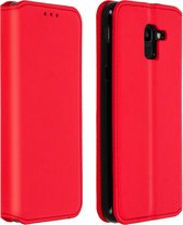 Hoes Geschikt voor Samsung Galaxy J6 klep portefeuille, video standaard rood