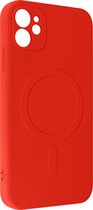 Hoesje Magsafe Geschikt voor Apple iPhone 12 Siliconen binnenkant Soft-touch Mag Cover rood