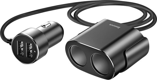 Autolader met 2 USB Poorten en 2 Sigarettenaansteker - USB 3.0 A - Snellader - Zwart