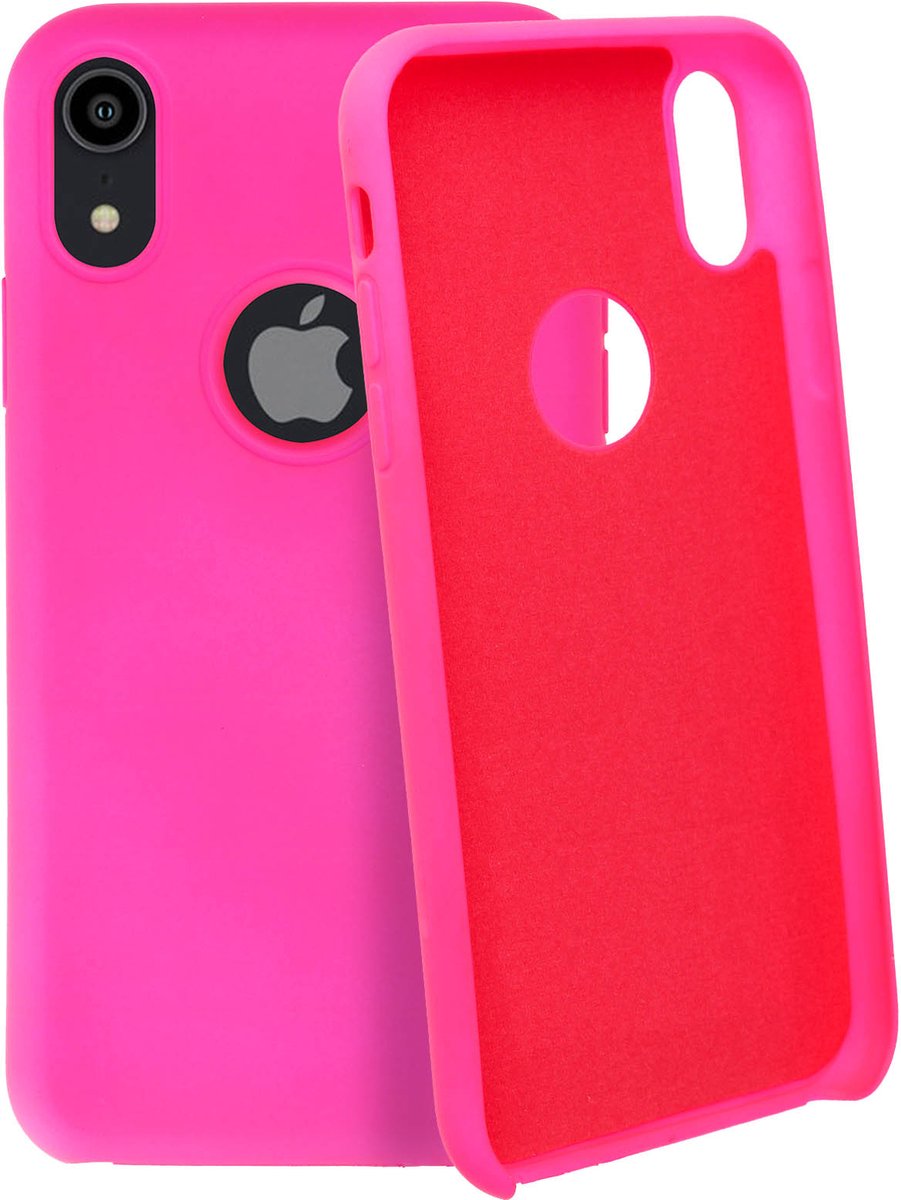 Avizar Hoesje Geschikt voor iPhone XR Siliconen Semi-rigide Mat Soft Touch, Roze