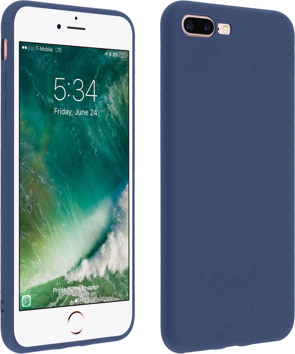 Forcell, Hoes Geschikt voor iPhone 7 Plus / 8 Plus Soft Touch siliconengel, Nachtblauw