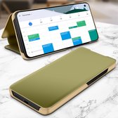 Folio Etui Spiegel Hoes Geschikt voor Xiaomi Mi 10T/10T Pro Doorzichtige Flap Goud