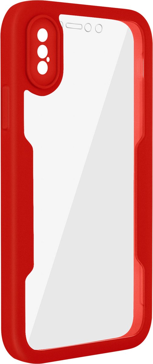 Geschikt voor iPhone XS Max integrale hoes Achterkant plexiglas omtrek rood