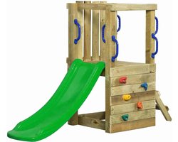 Houten Speeltoestel Irma Small (SwingKing) | Speeltoren met Glijbaan voor Buiten in de Tuin | FSC Hout - Glijbaan Appelgroen