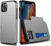 Hoesje geschikt voor iPhone SE 2020 - Backcover - Hardcase - Pasjeshouder - Portemonnee - Shockproof - TPU - Grijs