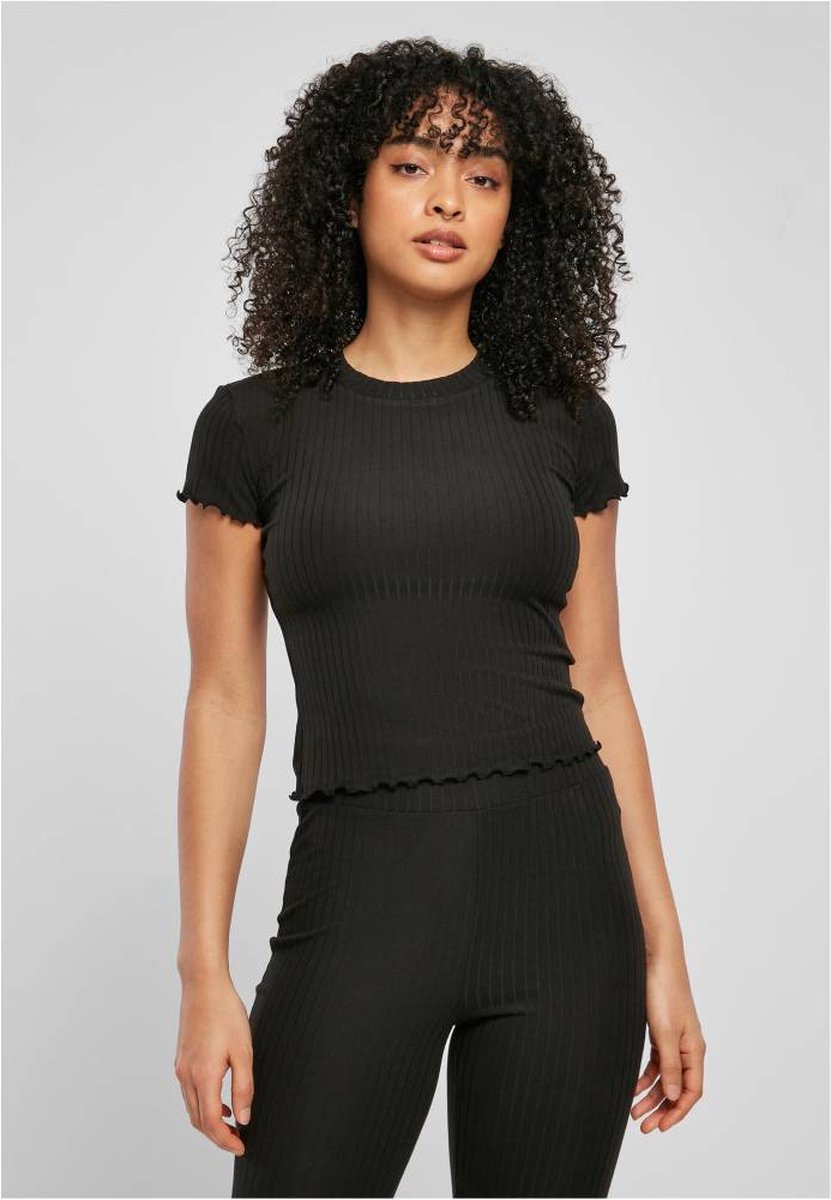 Urban Classics Short Rib Top XS Zwart