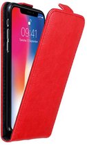 Cadorabo Hoesje geschikt voor Apple iPhone X / XS in APPEL ROOD - Beschermhoes in flip design Case Cover met magnetische sluiting