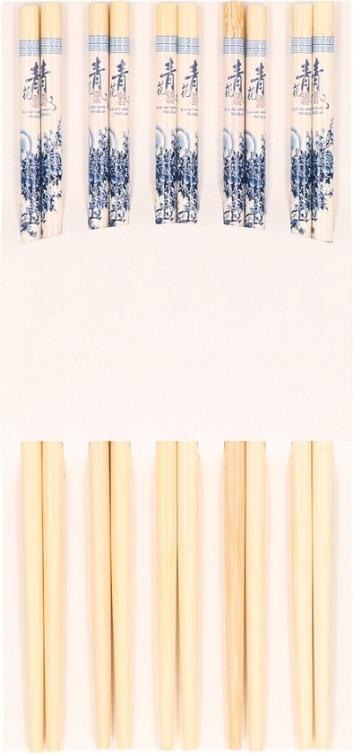 Baguettes Concorde Sushi - 40x sets - bois de bambou - imprimé bleu - 24 cm