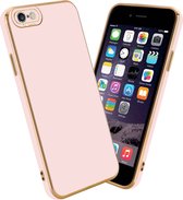 Cadorabo Hoesje voor Apple iPhone 6 / 6S in Glossy Roze - Rose Goud - Beschermhoes van flexibel TPU-silicone Case Cover en met camerabescherming