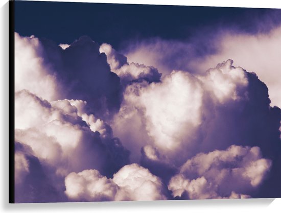 Canvas - Contouren in Paarskleurige Wolken - 100x75 cm Foto op Canvas Schilderij (Wanddecoratie op Canvas)