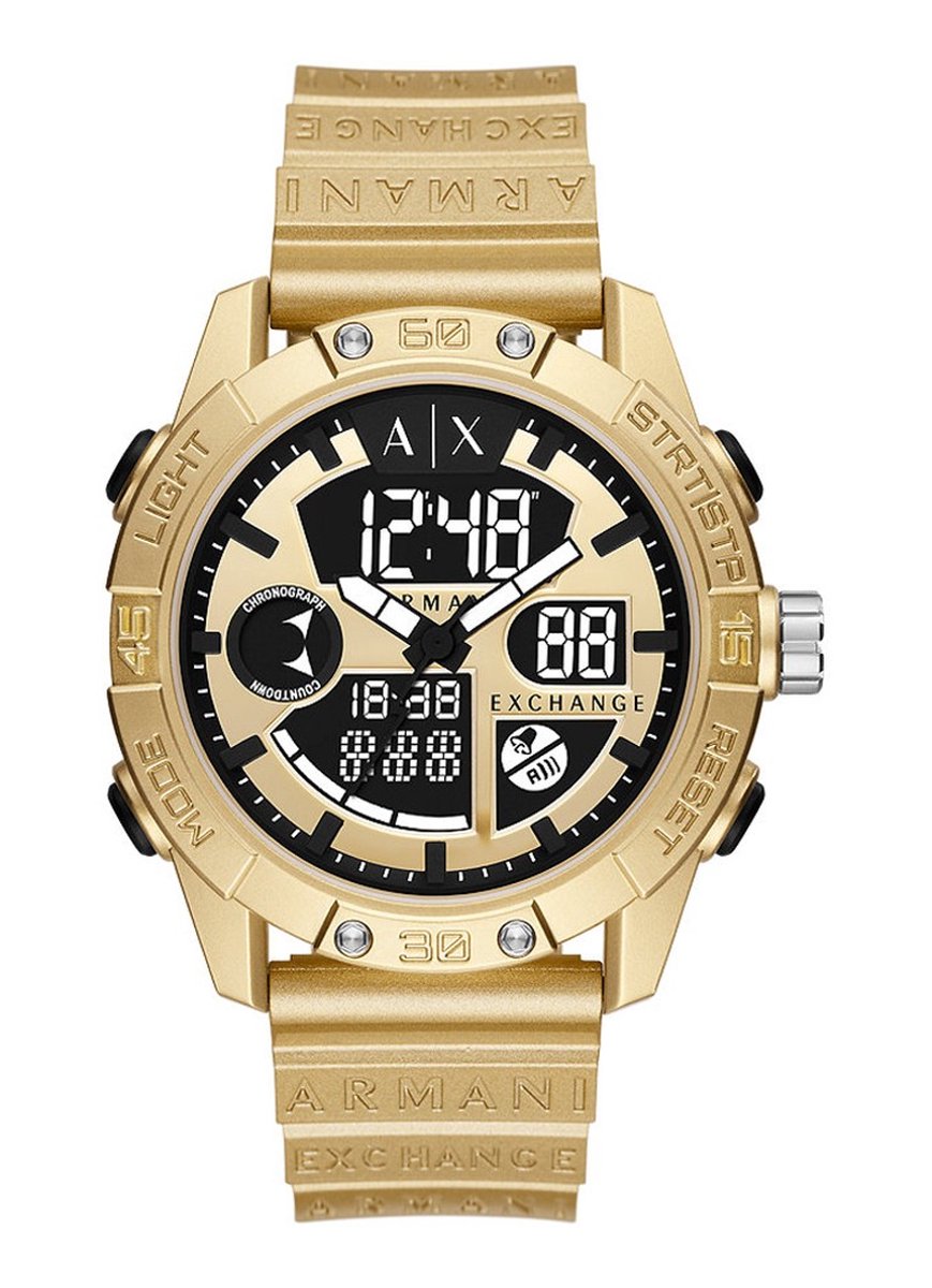 Armani Exchange D-Bolt AX2966 Horloge - Kunststof - Goudkleurig - Ø 46 mm