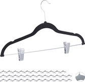 Relaxdays 36x kledinghanger met clips - fluweel - klerenhanger – broekhangers