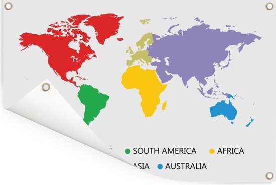 Carte du monde colorée avec une légende de jardin affiche 60x40 cm