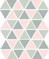 Driehoek muurstickers groen en roze - 45 stuks - 4,5x4,5cm