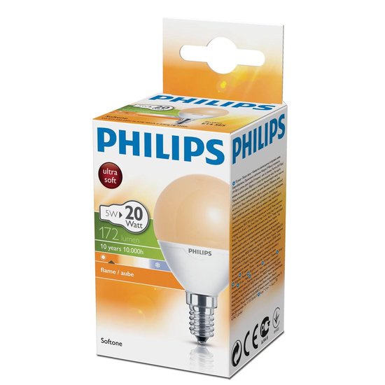 Philips Spaarlamp Flame kogel 5WE14 | bol.com