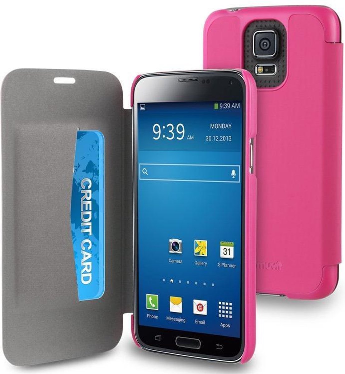 Muvit - Easy Folio Card booktype hoes - Samsung Galaxy S5 (Plus) - roze