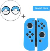 Luxe Siliconen Beschermhoes + Thumb Grips voor Nintendo Switch Joy-Con Controllers - Softcover Hoes / Case / Skin - Poke Ball Blauw