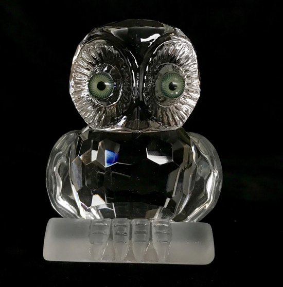Belle chouette en cristal - hibou en verre cristal 6.5x4.5x3.5cm fait à la main Véritable artisanat.