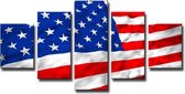 Amerikaanse Vlag - Canvas Schilderij Vijfluik 100 x 50 cm