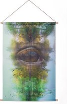 Ideasonthefloor.com - Textiel Poster - Abstract - 90x134 cm (bxl) - Titel: Het Ene Oog Voelt, Aqua