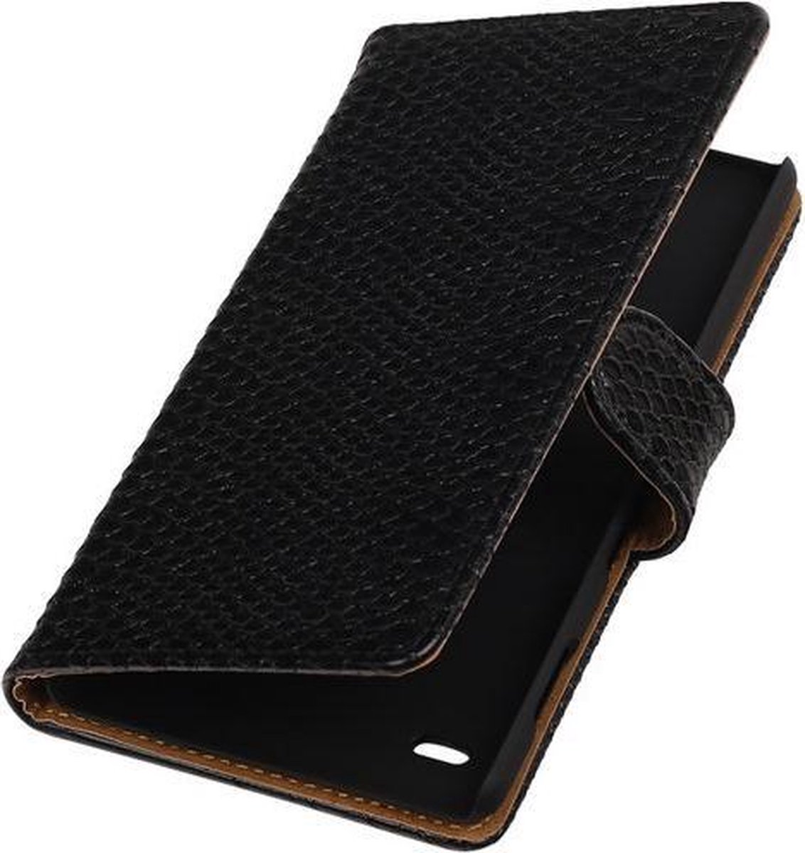 Huawei Ascend Y550 - Slang Zwart Booktype Wallet Hoesje