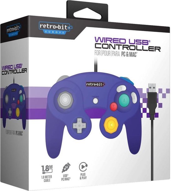 Retro-Bit GameCube USB Controller - Purple