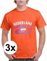 3x Koningsdag T-shirt heren oranje maat S