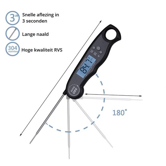 Digitale Thermometer - Keukenthermometer - RVS - Merkloos