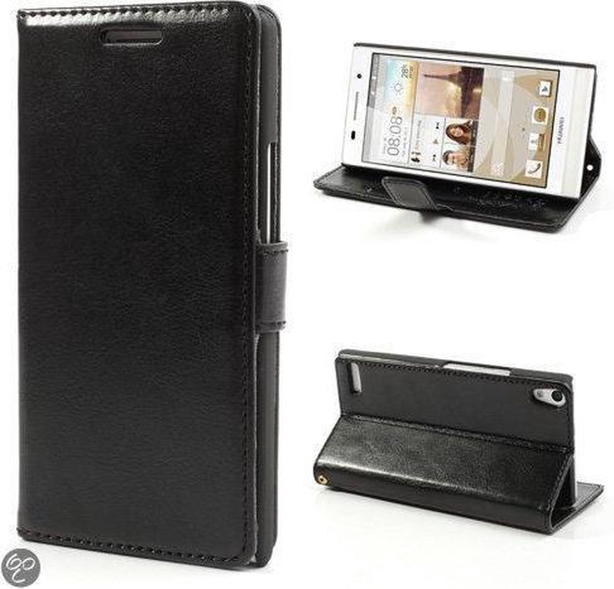 KDS Smooth Wallet Hoesjes Geschikt voor: Huawei Ascend G6 4G zwart