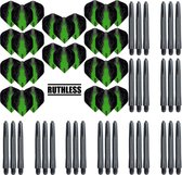 Darts Set - 10 Sets High Impact Flights – darts flights – Groen – plus 10 sets Dragon – darts shafts – medium