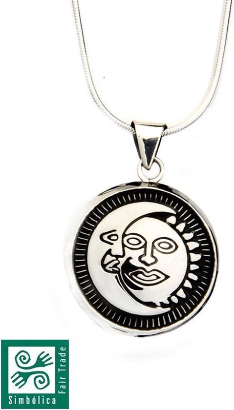 Zon & Maan - symbool Man & Vrouw - zilveren ketting