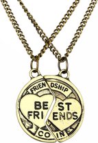 Fako Bijoux® - Vriendschapsketting - BFF Ketting - Best Friends Coin - Bronskleurig