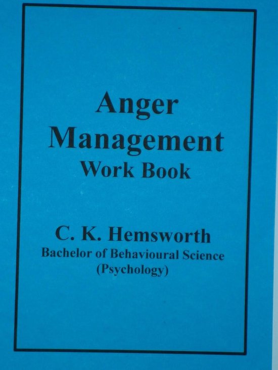 Anger Management Work Book - cover