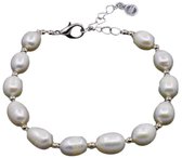 Zoetwaterparel armband Pearl Silver - echte parels - wit - zilver
