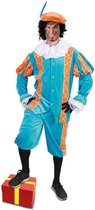 Luxe Piet pak fluweel turquoise/oranje maat.XXL- fluwelen pietenpak kostuum goud zwart Sinterklaas festival