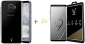 Hoesje geschikt voor Samsung Galaxy S9 - 2x Glas PET Folie Screen Protector Transparant 0.2mm + Siliconen Transparant TPU Gel Case Cover - 360 graden protectie