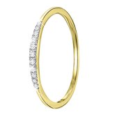 Lucardi Dames Ring met 11 diamanten 0,06ct - Ring - Cadeau - 14 Karaat Goud - Geelgoud