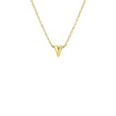 Stalen ketting goldplated met hanger letter - V