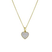 Lucardi - Diamond Luxury - 14 Karaat geelgouden ketting hanger hart 0,08ct
